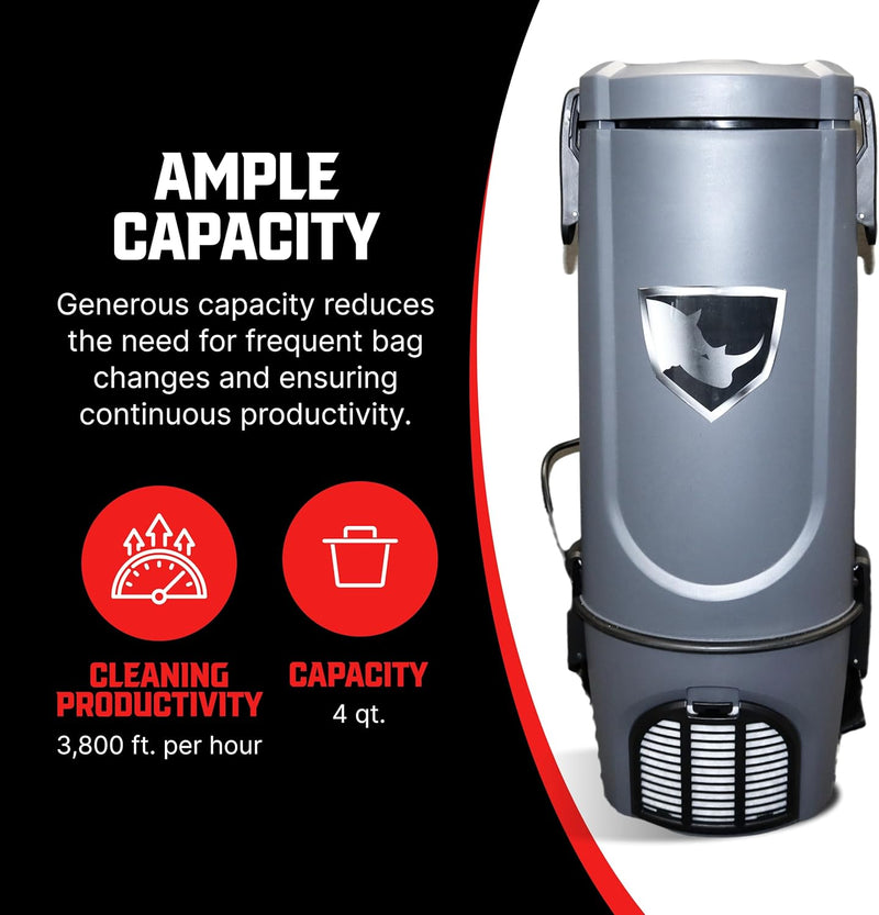 Rhino RV-BP1 4 Quart Corded Backpack Vacuum