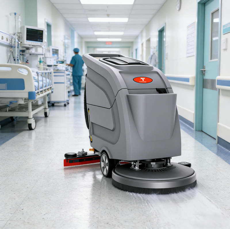 Electric Auto Scrubber Floor Cleaning Machine 65dB Low Noise for Laboratory Epoxy & Industrial Concrete Floor