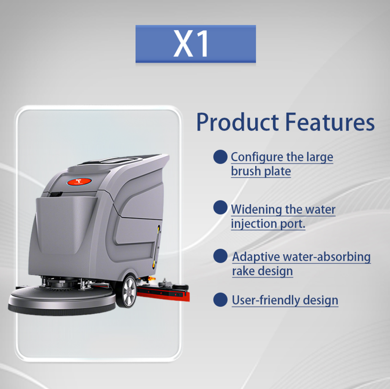 Electric Auto Scrubber Floor Cleaning Machine 65dB Low Noise for Laboratory Epoxy & Industrial Concrete Floor