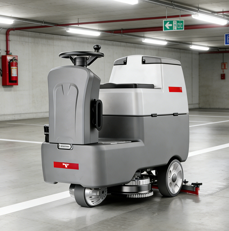 Electric Commercial Ride-On Indoor Plastic Floor Scrubber Cleaning Machine for Cleaning Warehouse