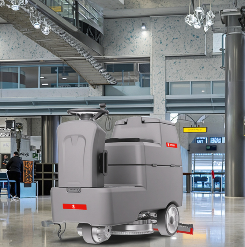 Electric Commercial Ride-On Indoor Plastic Floor Scrubber Cleaning Machine for Cleaning Warehouse