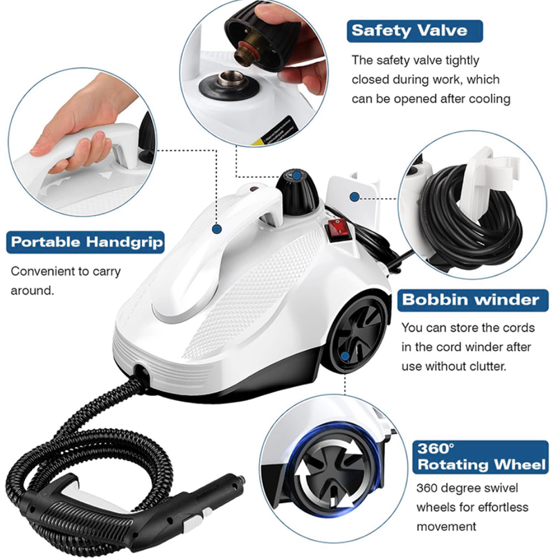 High Temperature Steam Cleaner Portable Electric Steam for Carpet Floor Kitchen and Car High Pressure Powerful Steam Cleaning