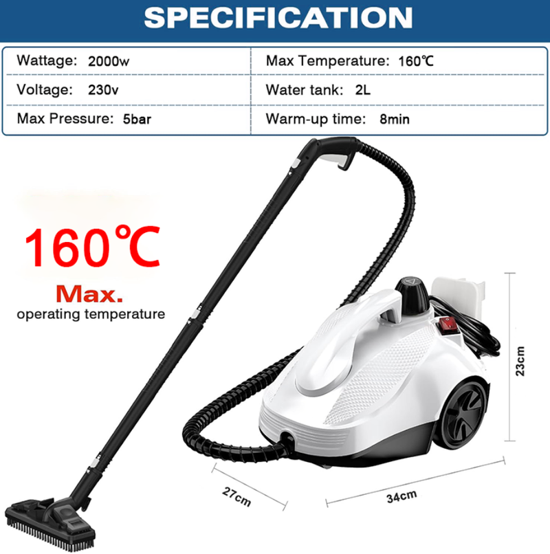 High Temperature Steam Cleaner Portable Electric Steam for Carpet Floor Kitchen and Car High Pressure Powerful Steam Cleaning