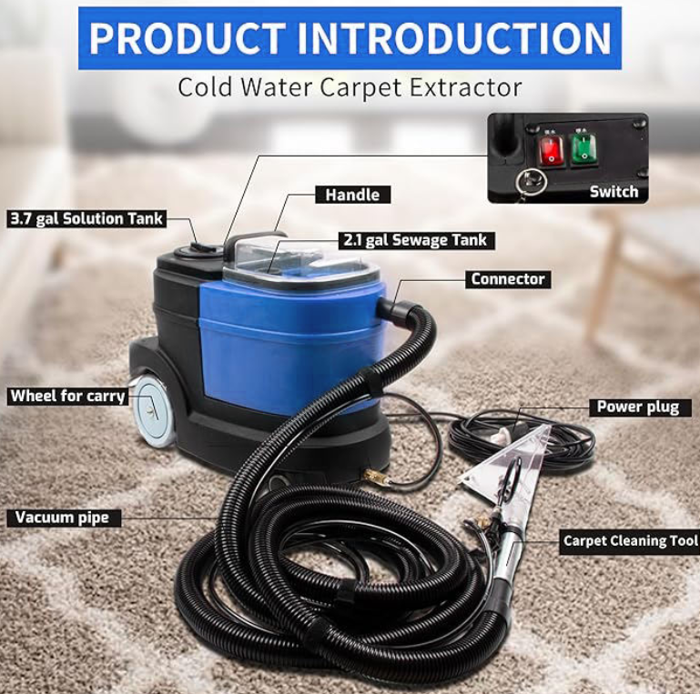 Commercial Canister Shampoo Washing Steam Car Vacuum Cleaner Portable Carpet Extractor