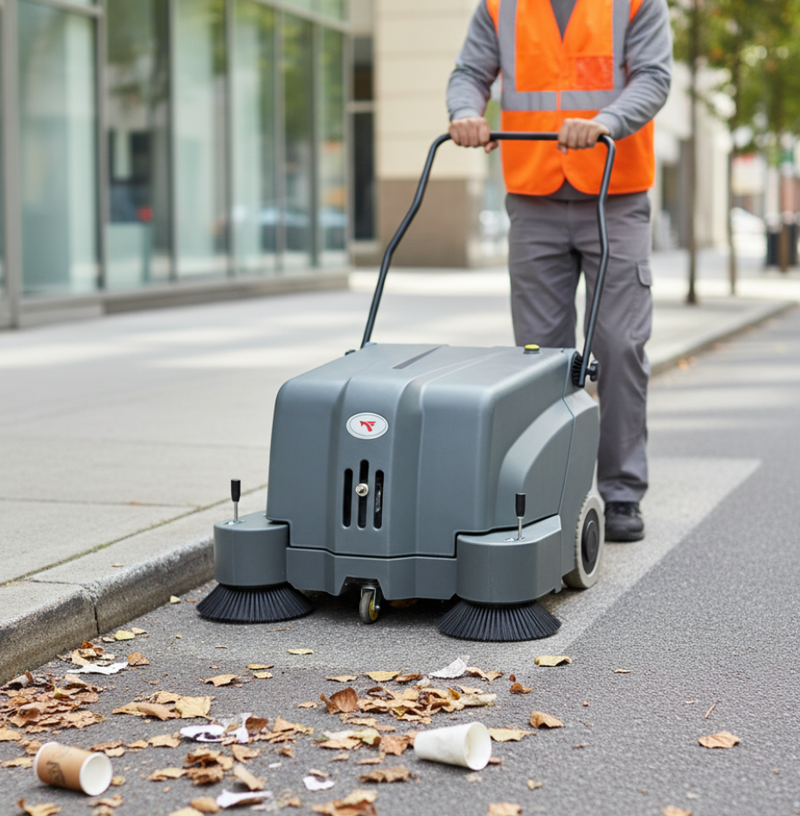 Compact Design Magnetic Street Cleaning Hand Push Road Sweeper Walk-Behind Mechanical Floor Sweeper for Cement Surface
