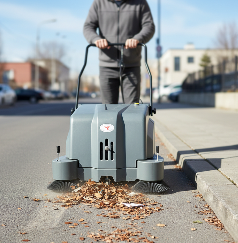 Compact Design Magnetic Street Cleaning Hand Push Road Sweeper Walk-Behind Mechanical Floor Sweeper for Cement Surface