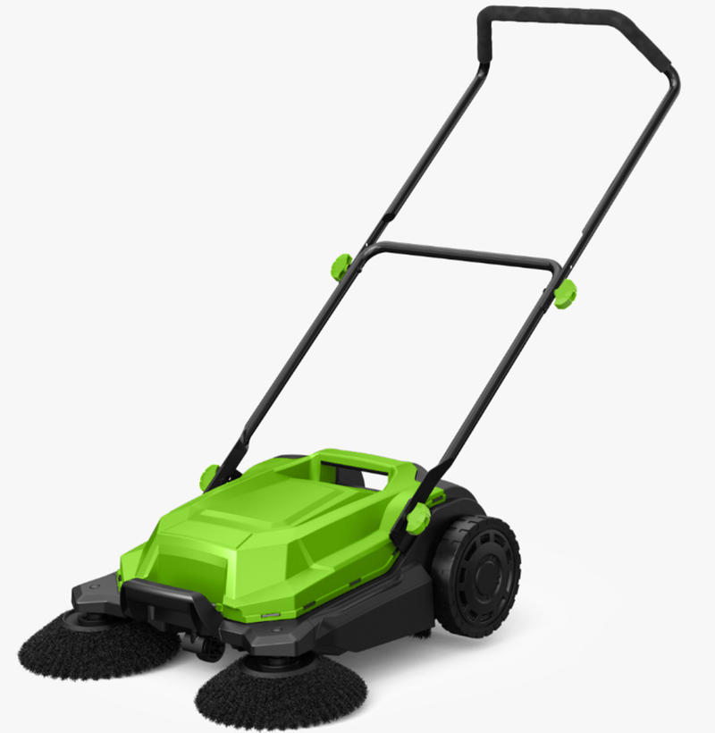 Hand Push Garden Sweeper Leaf Cleaner Manual Push Floor Sweeper with 24L Collection Box