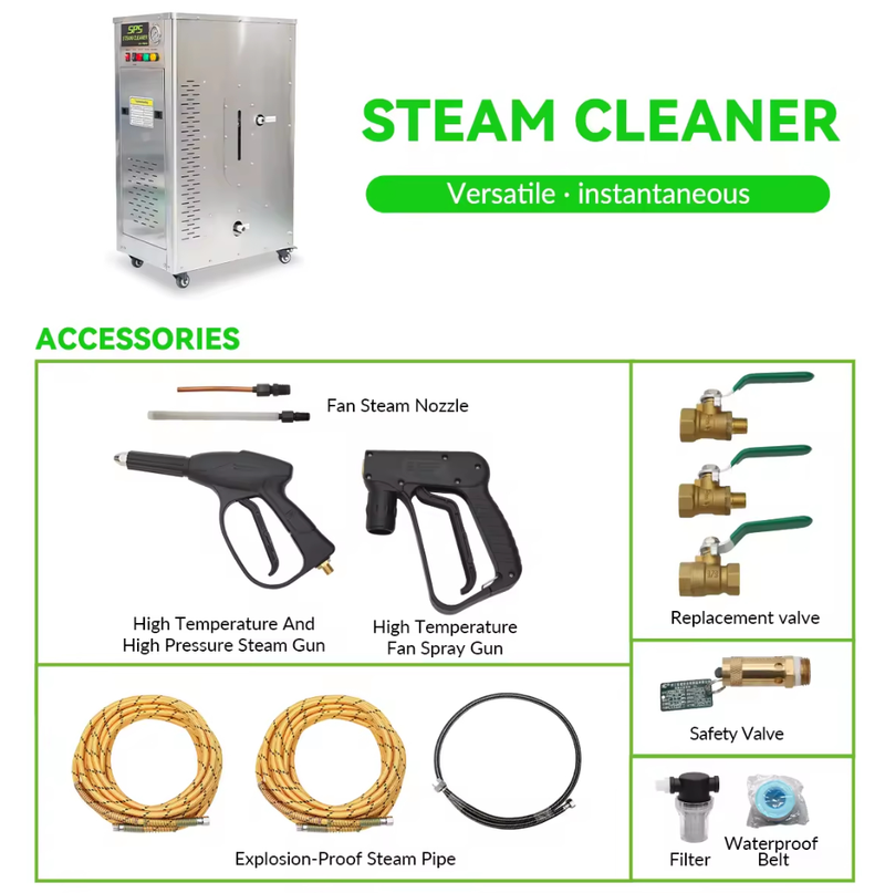 12kw 220v/50Hz Automatic High Temperature Steam Washing Machine Car Washer with 10-meter Steam Pipe
