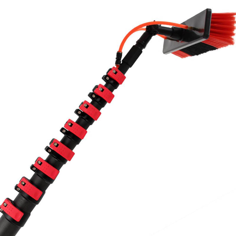60ft Carbon Fiber Telescopic Pole Long Handle Roof Water Fed Cleaning Brush with 18m High-Rise Window Durable Metal Material