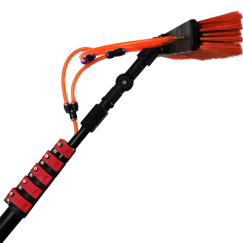 60ft Carbon Fiber Telescopic Pole Long Handle Roof Water Fed Cleaning Brush with 18m High-Rise Window Durable Metal Material