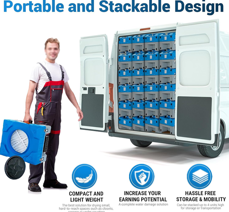 Commercial Portable 115V 550CFM Air Cleaner Hepa Restoration Air Scrubbers