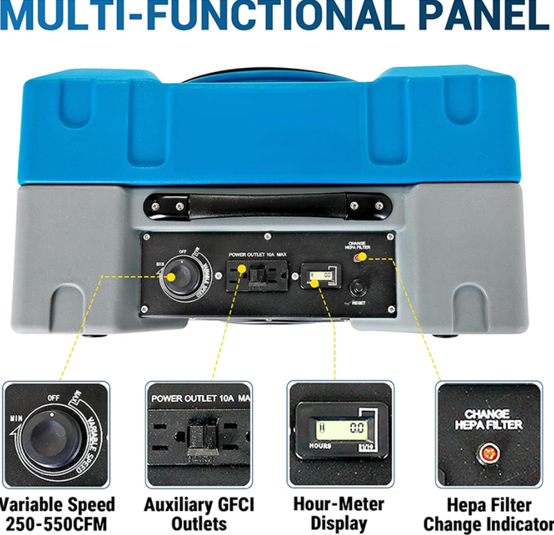 Commercial Portable 115V 550CFM Air Cleaner Hepa Restoration Air Scrubbers