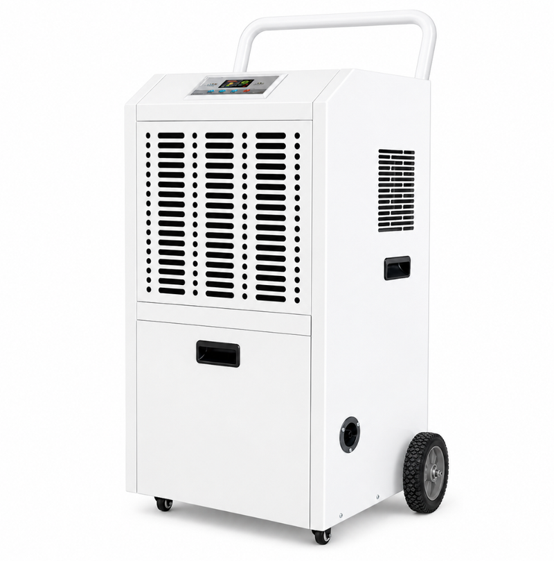 Electric 90L Commercial Dehumidifier with Customizable Wheels and 1600W for Basement Warehouse and Office