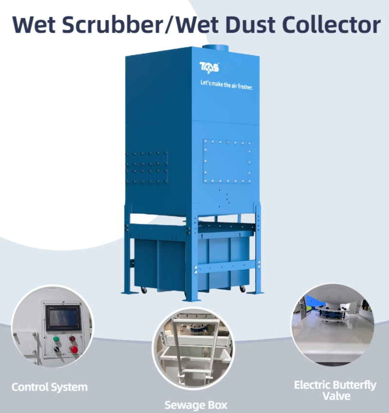 5-10Um Industrial Wet Air Scrubber Dust Purification Grinding Polishing Smoke Collector System
