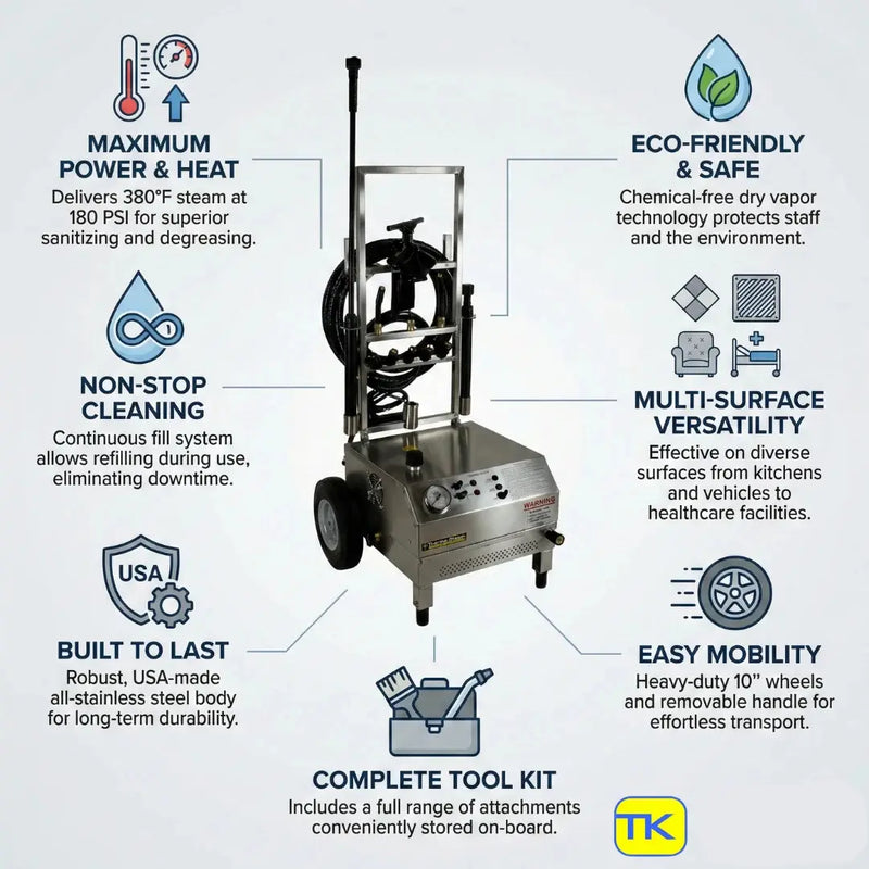 THERMA-STEEM Industrial Model 400 Dry Vapor Steam Cleaner 180 PSI, 380°F, Continuous Fill TS400